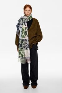 Lilac patchwork animal print acrylic jacquard shawl