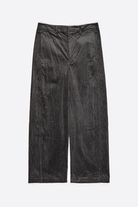 Lead gray corduroy barrel leg trousers
