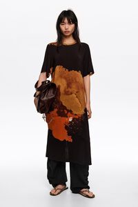 Blot black flowing midi T-shirt dress