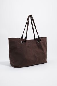 Mocha nylon maxi shopper bag