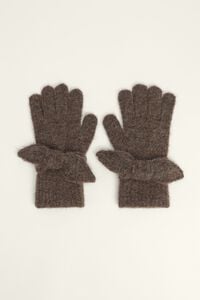 Gray wool blend bow glove