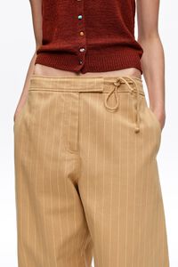 Ochre striped ankle-length barrel trousers