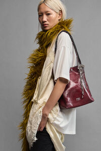 Medium burgundy brushed leather Carlino bag
