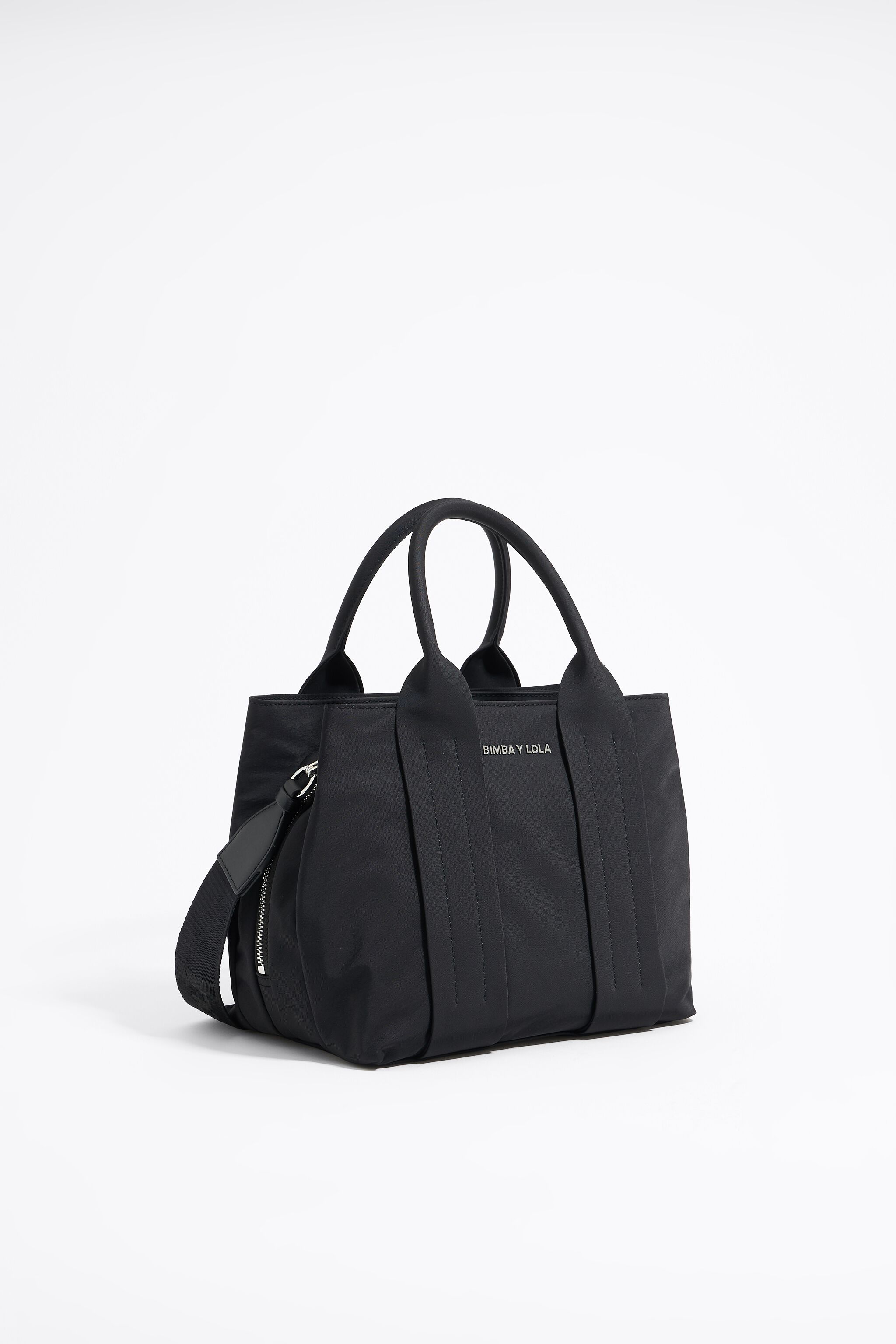 Medium black nylon handbag