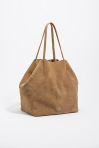 Large split leather shopper bag in natural