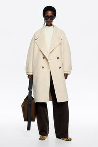 Ivory double-face maxi lapel coat Ivory double-face maxi lapel coat