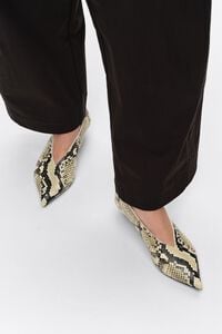 Snake print leather low heel court shoe