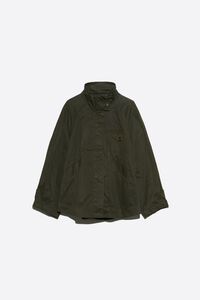 Waxed khaki A-line trench coat