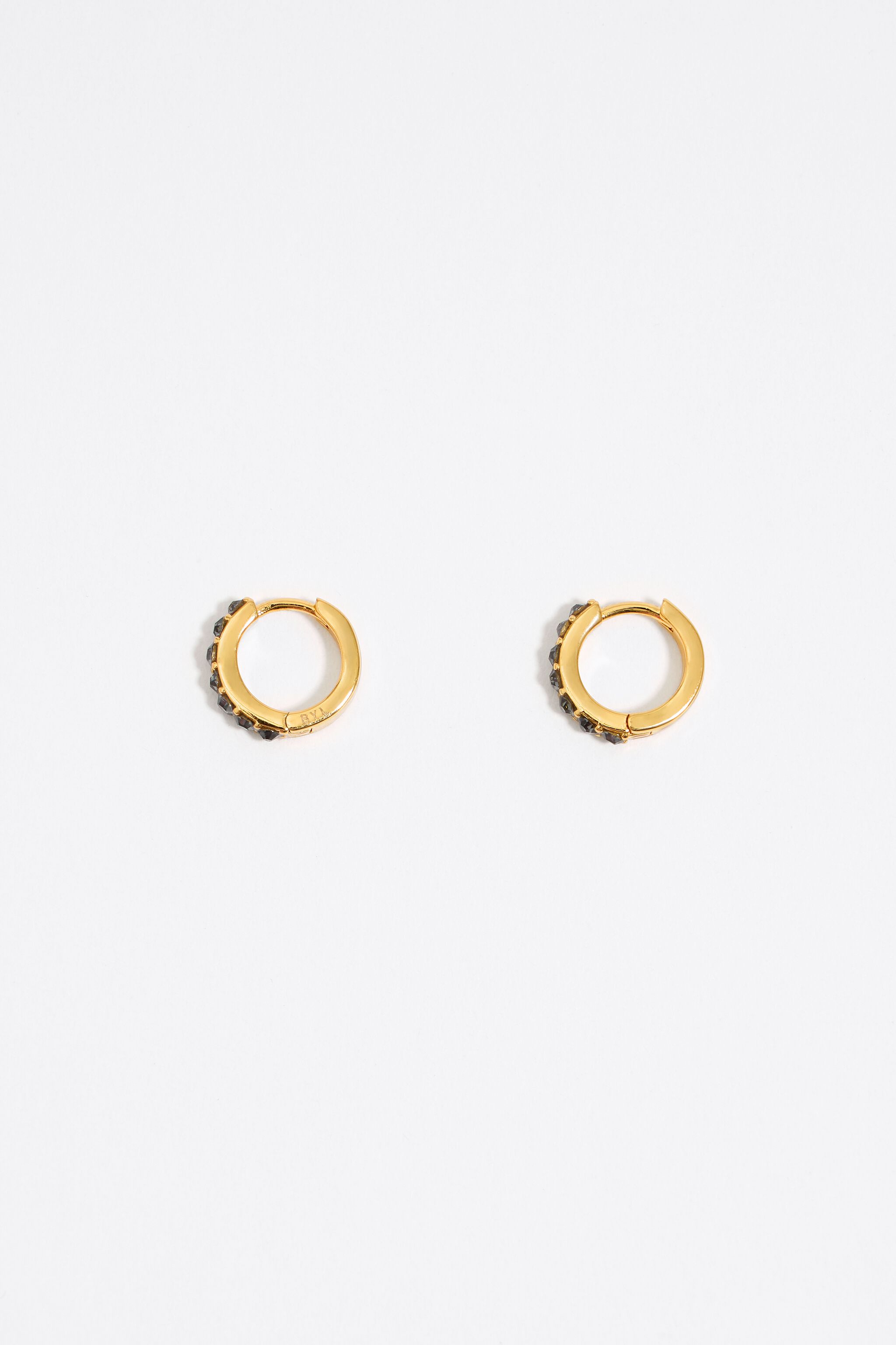 Crystals mini silver hoop earrings