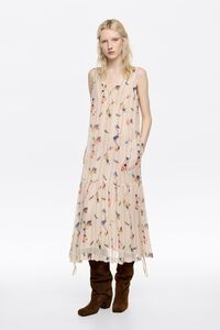 Ivory fancy Flowers Scan A-line dress