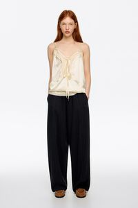 Washed black fluid wide-leg trousers