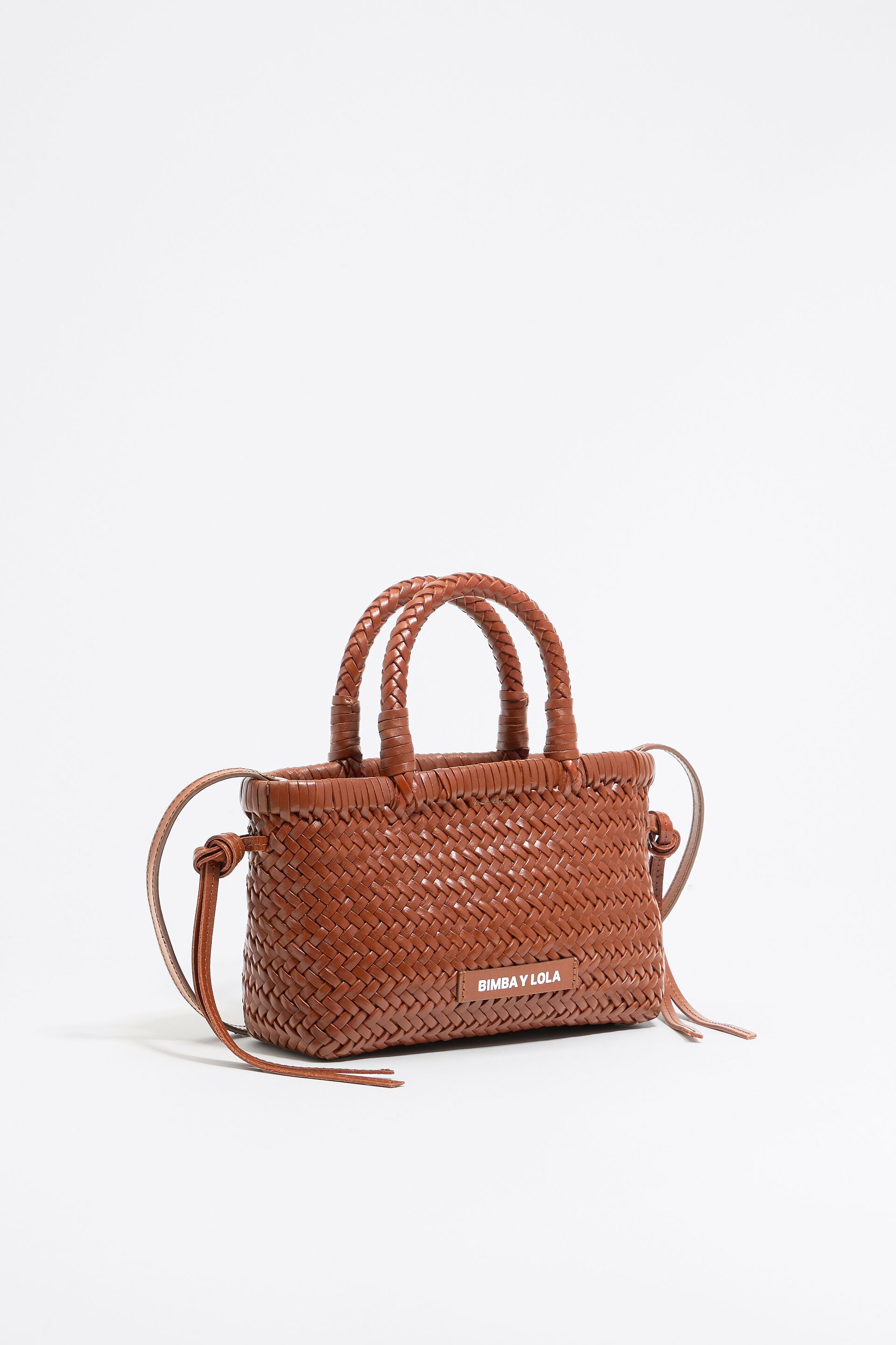 Honey plaited leather mini bag