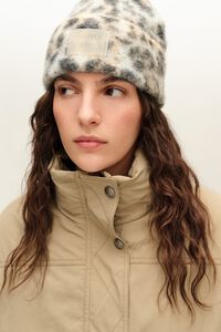 Ivory Leopard jacquard knit hat