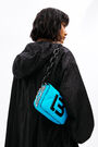 XS neon blue padded nylon flap bag XS neon blue padded nylon flap bag