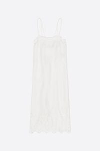 White washed linen lace midi dress