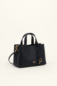 Chihuahua Medium Black Leather Tote Bag