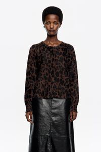 Dark brown Leopard Big fur fitted cardigan