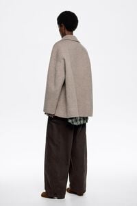 Taupe short double-face jacket