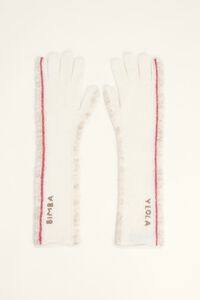 Long ivory knit glove