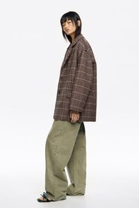 Brown checked double-face raw finish coat Brown checked double-face raw finish coat