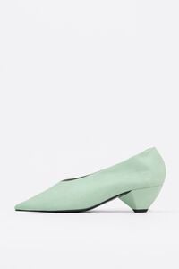 Blue-green leather court shoe