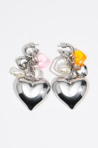 Silver hearts multicharm earrings