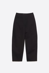 Black barrel trousers with decorative stitching