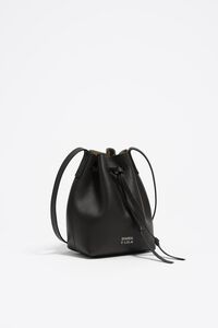 Small black leather Carlino bucket bag