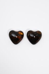 Amber resin hearts earrings