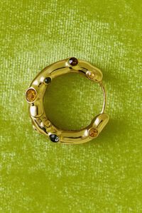 Hoop earrings with topaz crystals and gold-textured metal