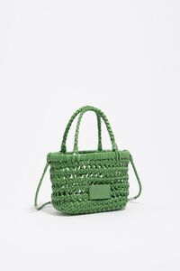 Mini emerald leather plaited crossbody bag