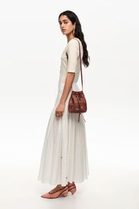 Small Palms walnut leather Carlino bucket bag