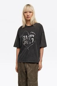 Washed black heart logo T-shirt