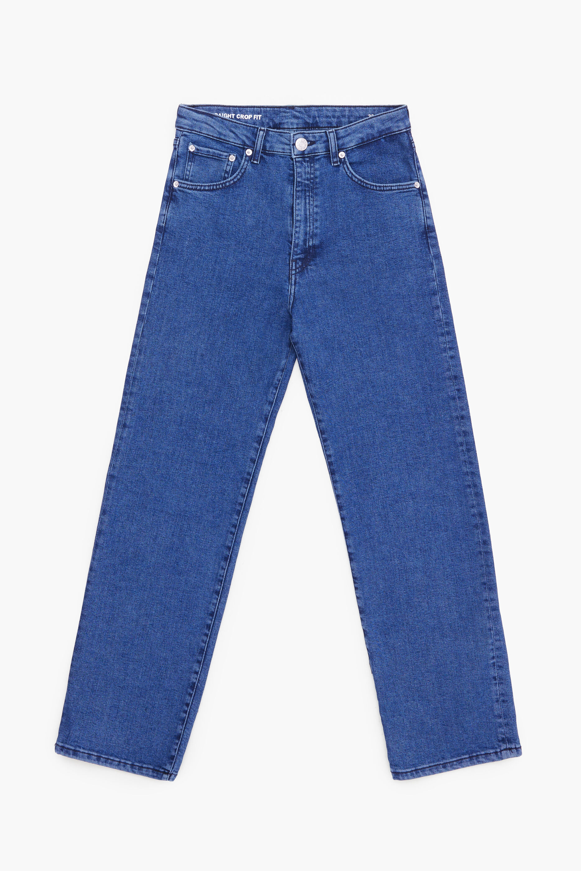 STRAIGHT CROPPED - Dark blue straight jeans