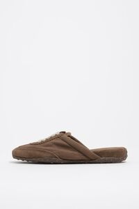 Brown suede and fabric 13 31 mule sneaker