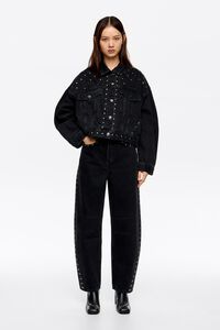 Black studded denim jacket