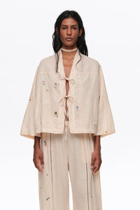 Sand mini embroidered kimono jacket