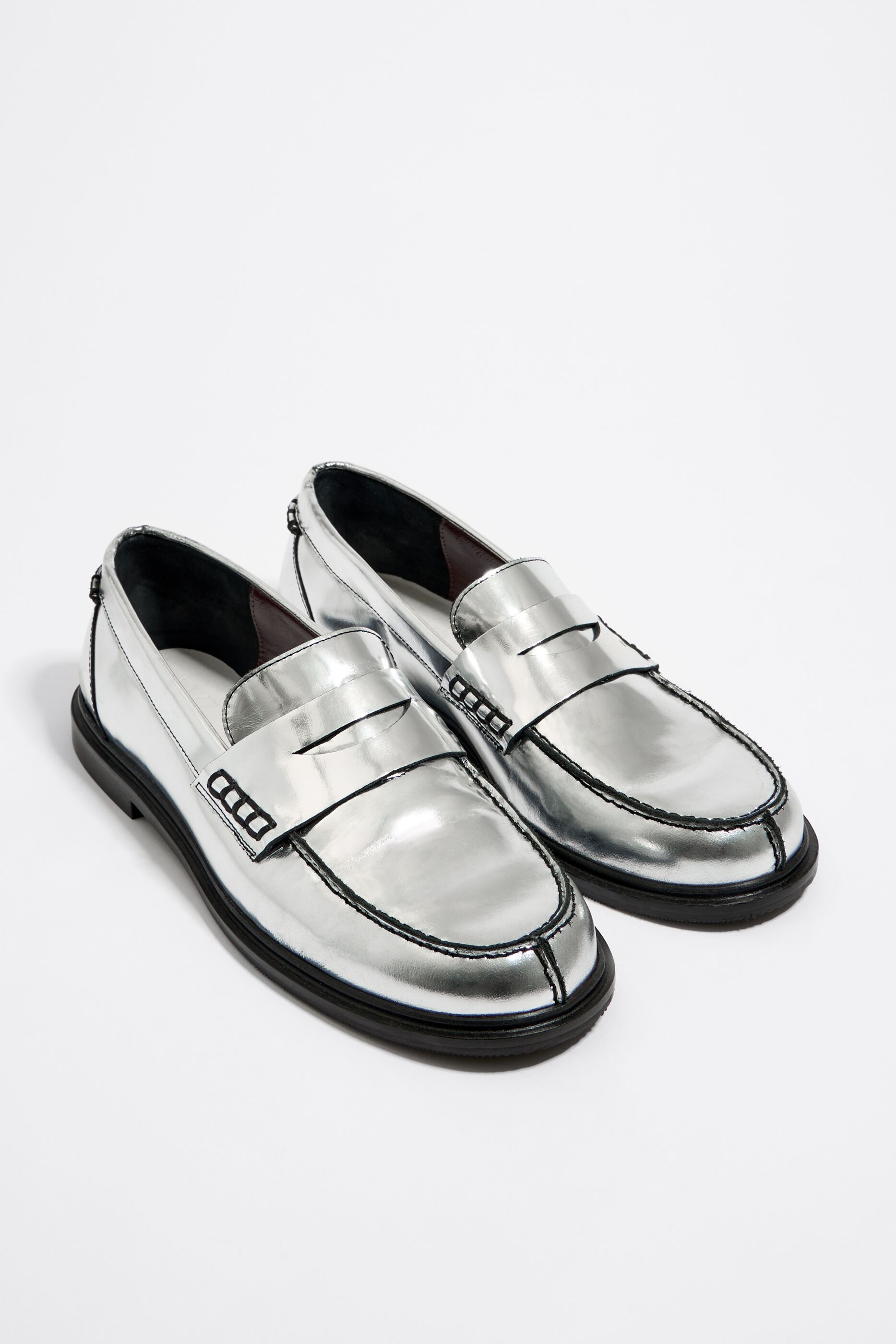 Silver leather loafer