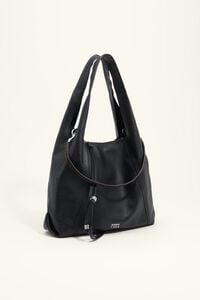 Large black leather Paper bag