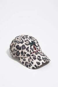 Washed cotton leopard palm tree cotton cap