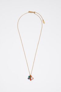 Necklace with a cluster of multicolor stones and gold pearl