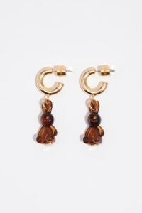Amber resin rabbit hoop earrings