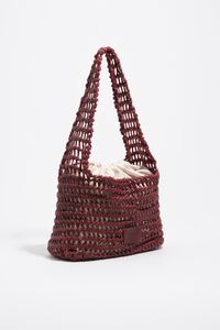 Dark cherry leather plaited medium bag