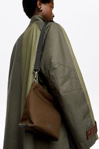 Mini dark khaki waxed gabardine Carlino bag
