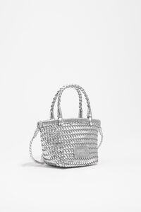 Silver plaited leather mini bag