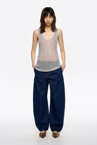 BARREL - Dark blue buckled denim jeans