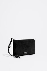Small black leather coin purse