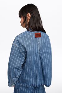 Faded A-line denim jacket with blue stripes