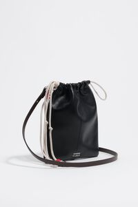 Black leather mini Paper bag