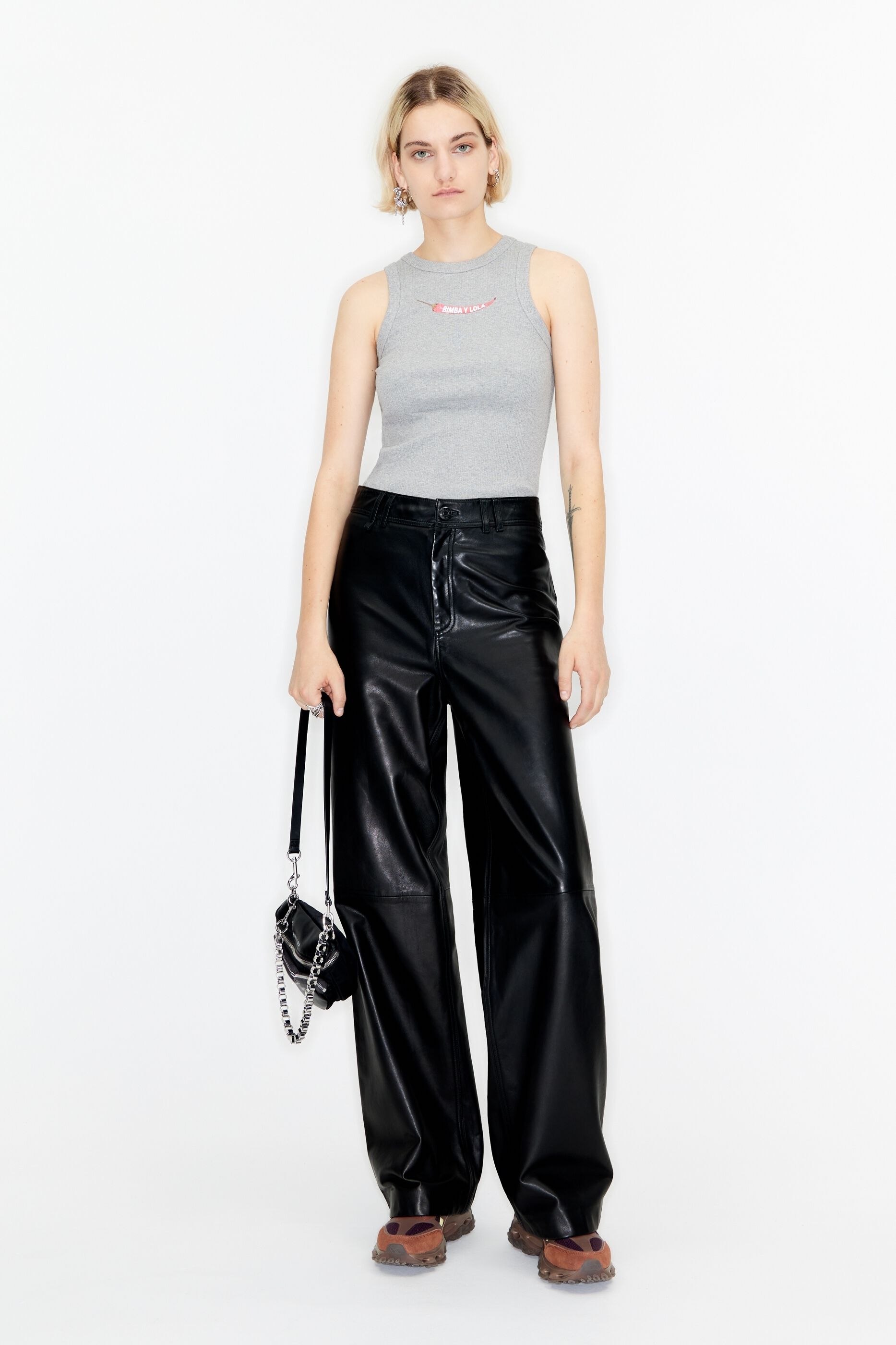 Black leather trousers